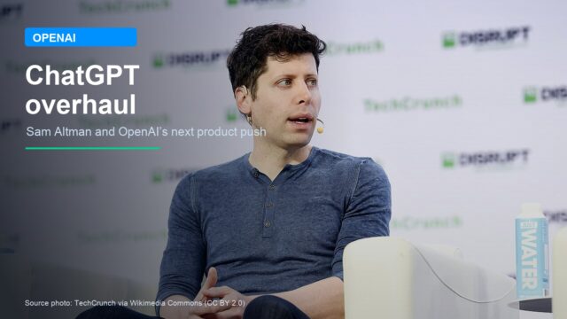 Sam Altman speaking at TechCrunch Disrupt San Francisco 2019 as OpenAI reportedly plans a major ChatGPT overhaul