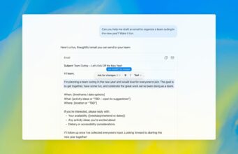 OpenAI Integrates Direct Email Sending Inside ChatGPT Web Interface ChatGPT writing block interface showing the draft email and direct send email button.