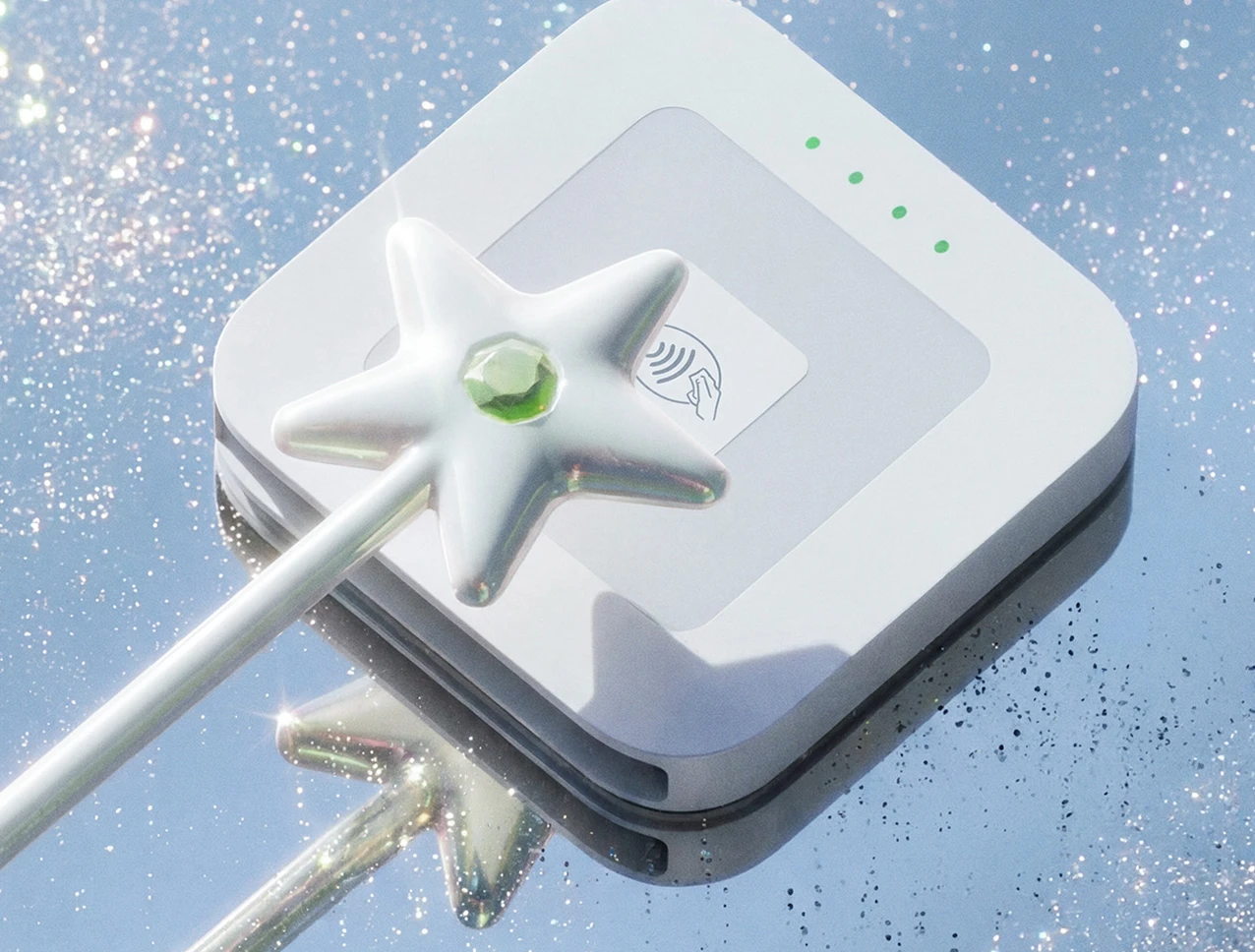 Cash App Wand near a contactless payment terminal