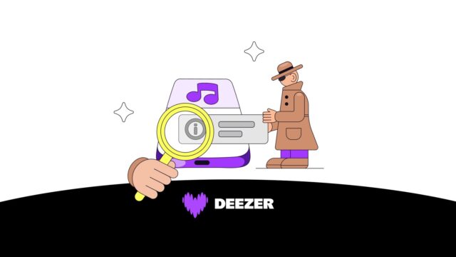 deezer-ai-music-detector.jpg Deezer AI Music Detector illustration showing a magnifying glass inspecting a music app