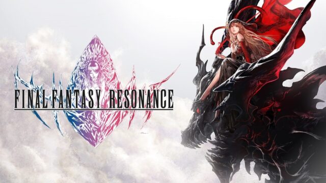 Final Fantasy Resonance key art Final Fantasy Resonance key art with the game logo and a summoner riding a dark dragon
