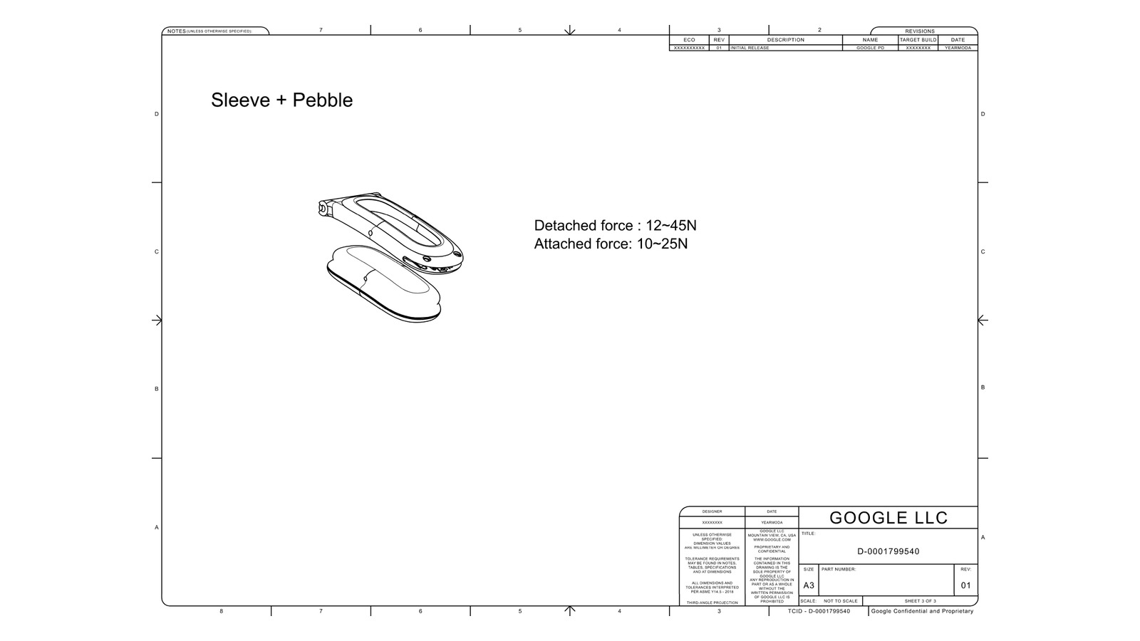 Fitbit Air band specs official 2D CAD drawings