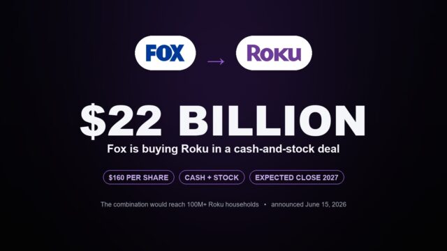 fox-acquire-roku-22-billion.jpg Fox to acquire Roku for $22 billion — official FOX and Roku logos with deal terms
