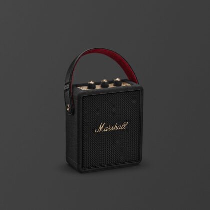 Marshall Stockwell III portable Bluetooth speaker in black and brass