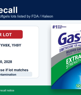 Gas-X Recall: Four Extra Strength Softgel Lots Flagged by FDA Gas-X recall notice with affected Extra Strength Softgels lot numbers
