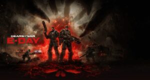 Marcus Fenix and Dom Santiago in Gears of War E-Day key art for Xbox and PC