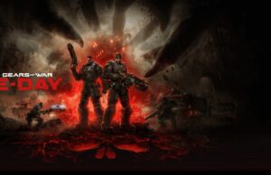 Marcus Fenix and Dom Santiago in Gears of War E-Day key art for Xbox and PC