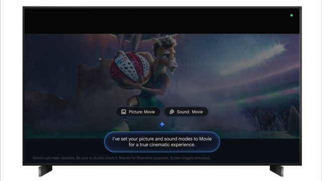 gemini-google-tv-picture-settings.jpg Gemini on a Google TV confirming it set picture and sound modes to Movie