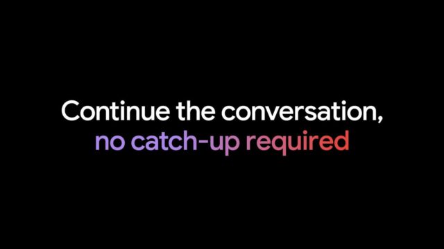 Gemini Live memory graphic saying continue the conversation with no catch-up required.