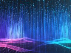 Abstract blue and pink data wave image from Getty Images' OpenAI partnership announcement