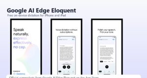 Google AI Edge Eloquent official App Store screenshots showing on-device dictation