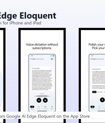 Google AI Edge Eloquent Brings Free Local Dictation To iPhone Google AI Edge Eloquent official App Store screenshots showing on-device dictation