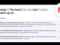 Google AI Plus drops to $4.99 a month and doubles storage to 400GB Gmail interface showing the new AI Inbox summary of to-dos and topics, part of the updated Google AI Plus subscription.