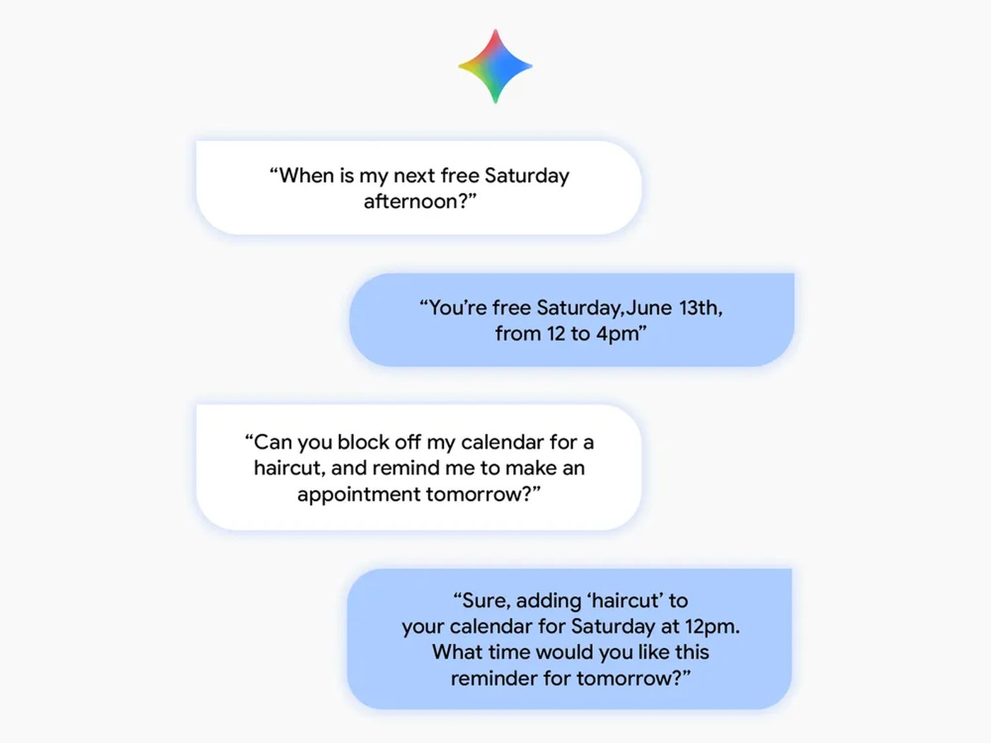 Google Home Speaker Gemini multi-step conversation example