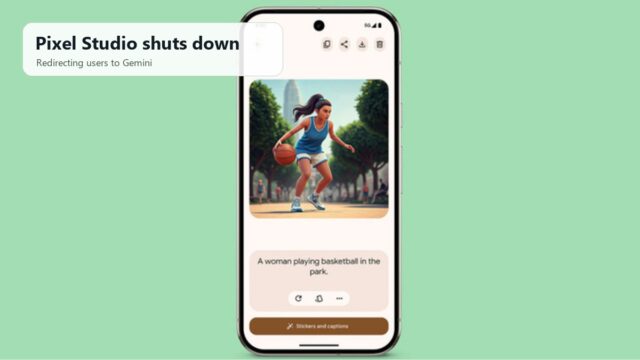 Google Pixel Studio app image showing the AI image app shutdown and Gemini redirect