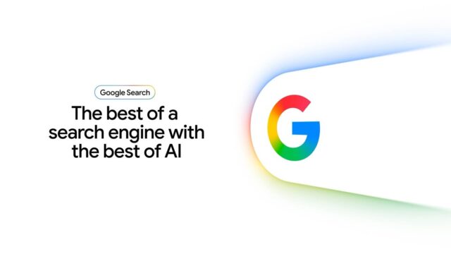 Google Search graphic describing the best of a search engine with the best of AI.