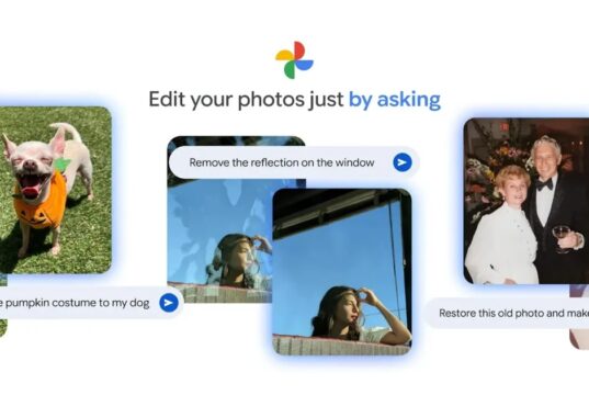The Gemini-powered Edit with Ask Photos option active on a smartphone interface.