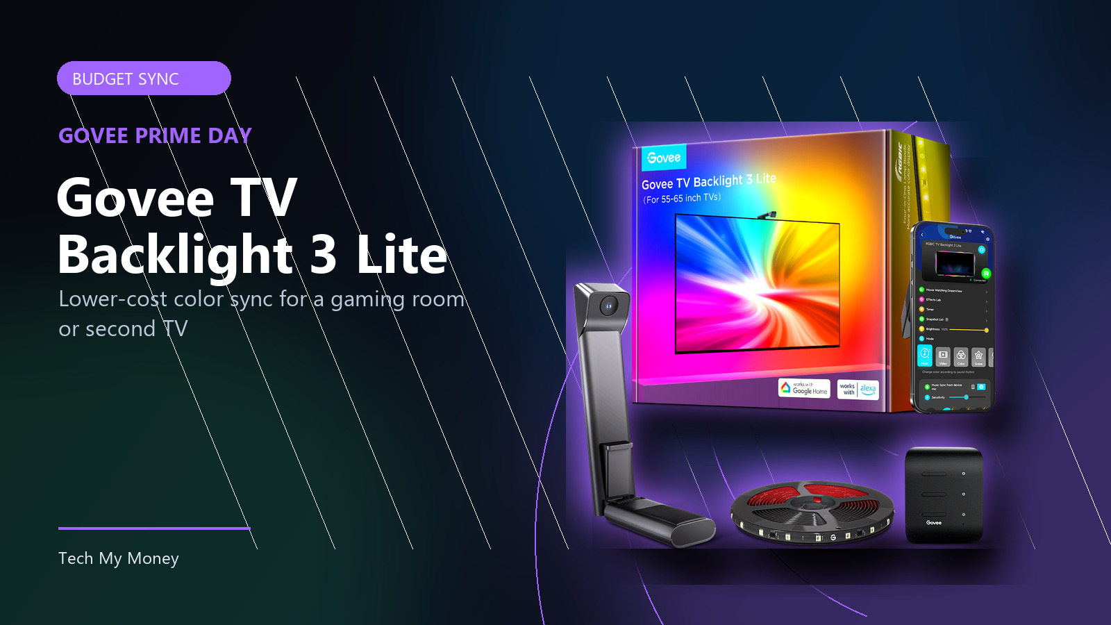 Govee TV Backlight 3 Lite official product image on Tech My Money Prime Day deal panel