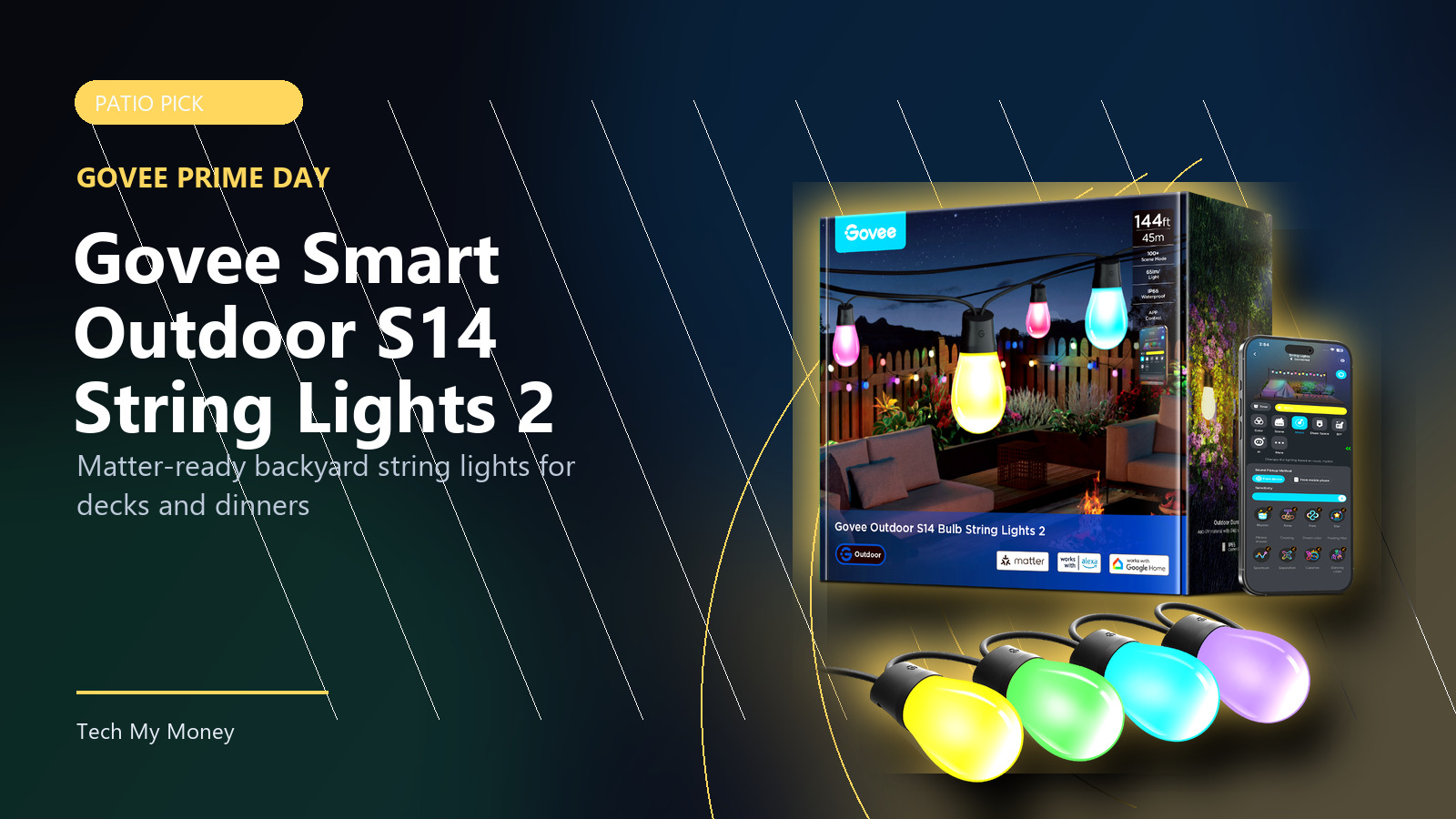 Govee Smart Outdoor S14 String Lights 2 official product image on Tech My Money Prime Day deal panel