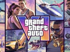 Official Grand Theft Auto VI cover art showcasing characters and vehicles in Vice City for GTA 6 pre-orders