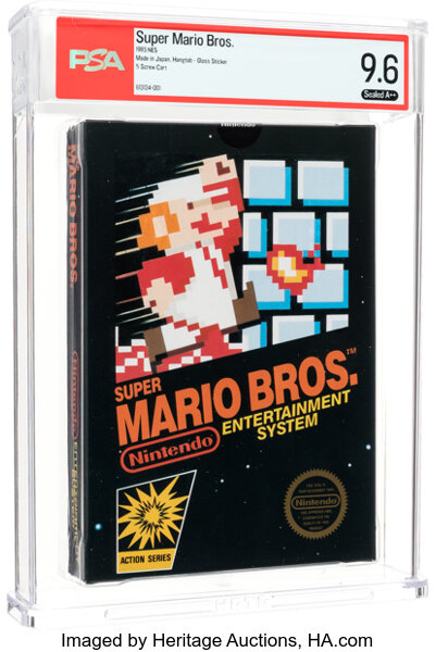 Heritage Auctions image of a PSA 9.6 A++ gloss-sticker Super Mario Bros. copy