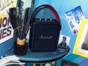 Marshall Stockwell III speaker on a colorful tabletop
