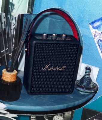 Marshall Stockwell III speaker on a colorful tabletop