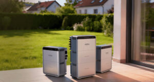 Jackery Ark AI EMS home energy hardware shown outside a house.