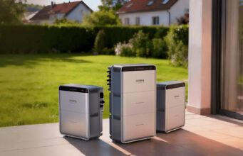 Jackery Ark AI EMS home energy hardware shown outside a house.