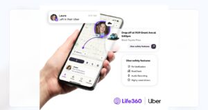 Life360 And Uber Now Let Parents Coordinate Family Rides From One Map Life360 Uber Family rides integration showing a ride on the Life360 map with Uber safety features