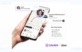 Life360 And Uber Now Let Parents Coordinate Family Rides From One Map Life360 Uber Family rides integration showing a ride on the Life360 map with Uber safety features