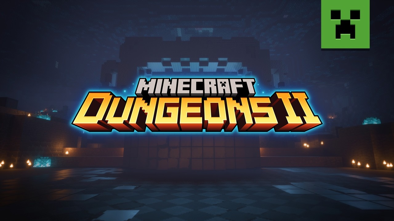Screenshot from the official Minecraft Dungeons II teaser trailer showing a dungeon room