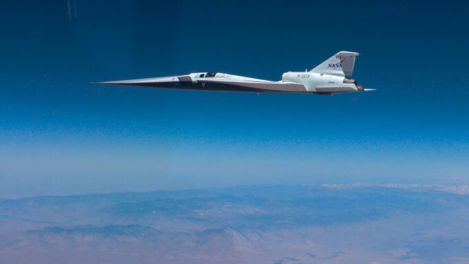 NASA’s Quiet X-59 Jet Breaks the Sound Barrier for the First Time NASA X-59 quiet supersonic jet in flight during its first supersonic mission