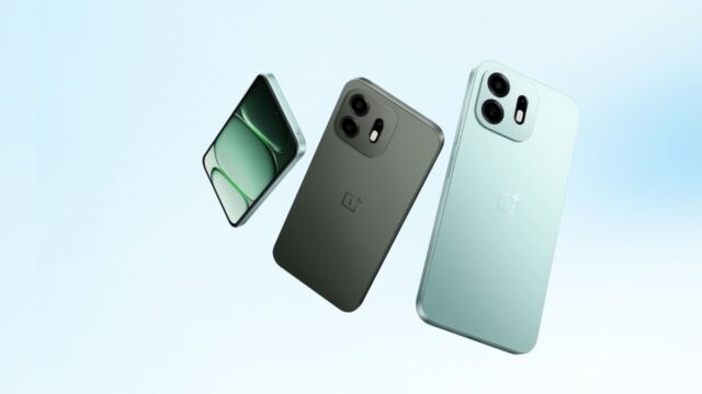 oneplus_n6_original_clean.jpg Official clean press render of the OnePlus N Series showing three phone variants in mint green and charcoal black against a light blue gradient