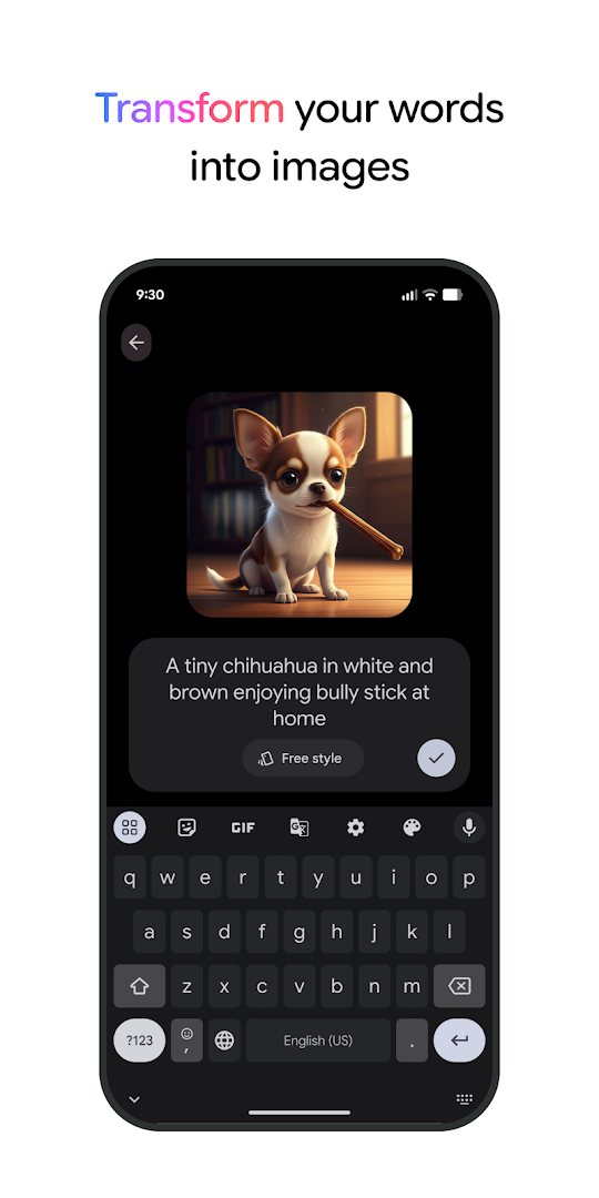 Google Pixel Studio prompt-to-image screenshot from Google Play