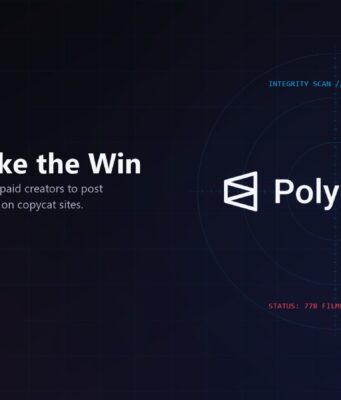 Polymarket Paid Creators to Post Fake Betting Videos, WSJ Investigation Finds Polymarket wordmark inside an integrity-scan graphic flagging a staged winning bet, illustrating the WSJ fake betting videos report.