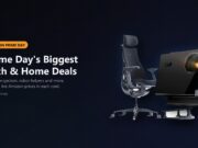 Prime Day deal hero with a LiberNovo chair, Valerion projector and Timekettle earbuds on a Tech My Money graphic.