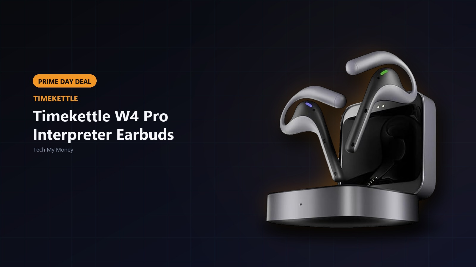 Timekettle product on a Tech My Money Prime Day deal graphic