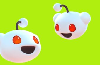 Two 3D Reddit Snoo mascots facing each other on a bright green background