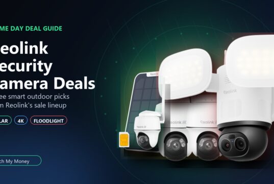 Reolink Prime Day security camera deals hero with Argus PT Ultra, Go PT Ultra, and TrackFlex Floodlight WiFi product cutouts