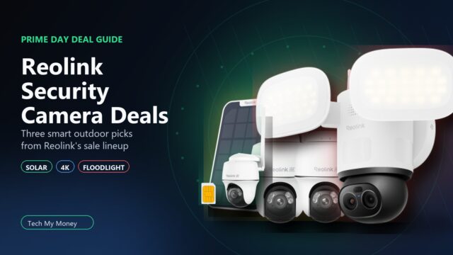 Reolink Prime Day security camera deals hero with Argus PT Ultra, Go PT Ultra, and TrackFlex Floodlight WiFi product cutouts