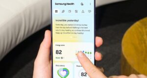 Samsung Health app showing AI health scores on a Galaxy phone
