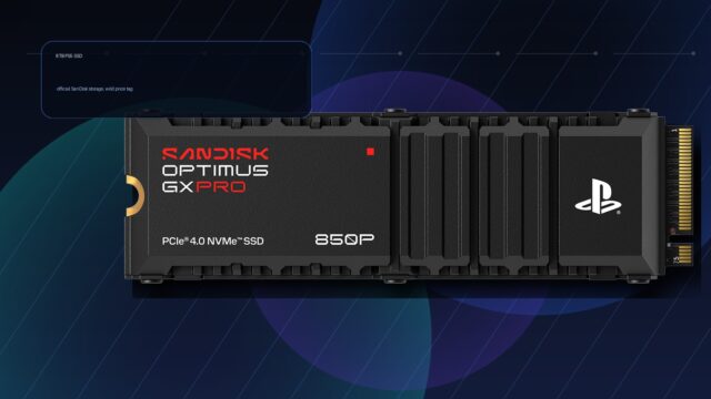 sandisk-8tb-ps5-ssd-hero.jpg SanDisk 8TB PS5 SSD Optimus GX PRO 850P on a blue gaming hardware background