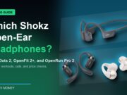 Shokz open-ear headphones buying guide hero with OpenDots 2, OpenFit 2 Plus, and OpenRun Pro 2