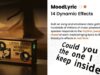 MorningBlues SonicGlass A1 transparent lyric speaker displaying floating text on a table.