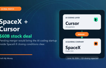 SpaceX Is Buying Cursor In A $60 Billion Stock Deal SpaceX and Cursor logos in a Tech My Money graphic about the $60 billion stock deal