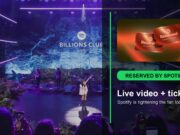 Spotify live concert video and Reserved tickets composite using official Spotify newsroom images