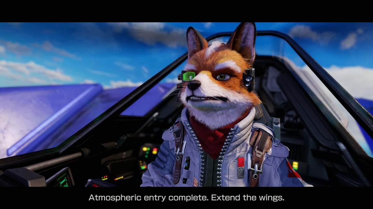 Star Fox Switch 2 cockpit scene with Fox McCloud