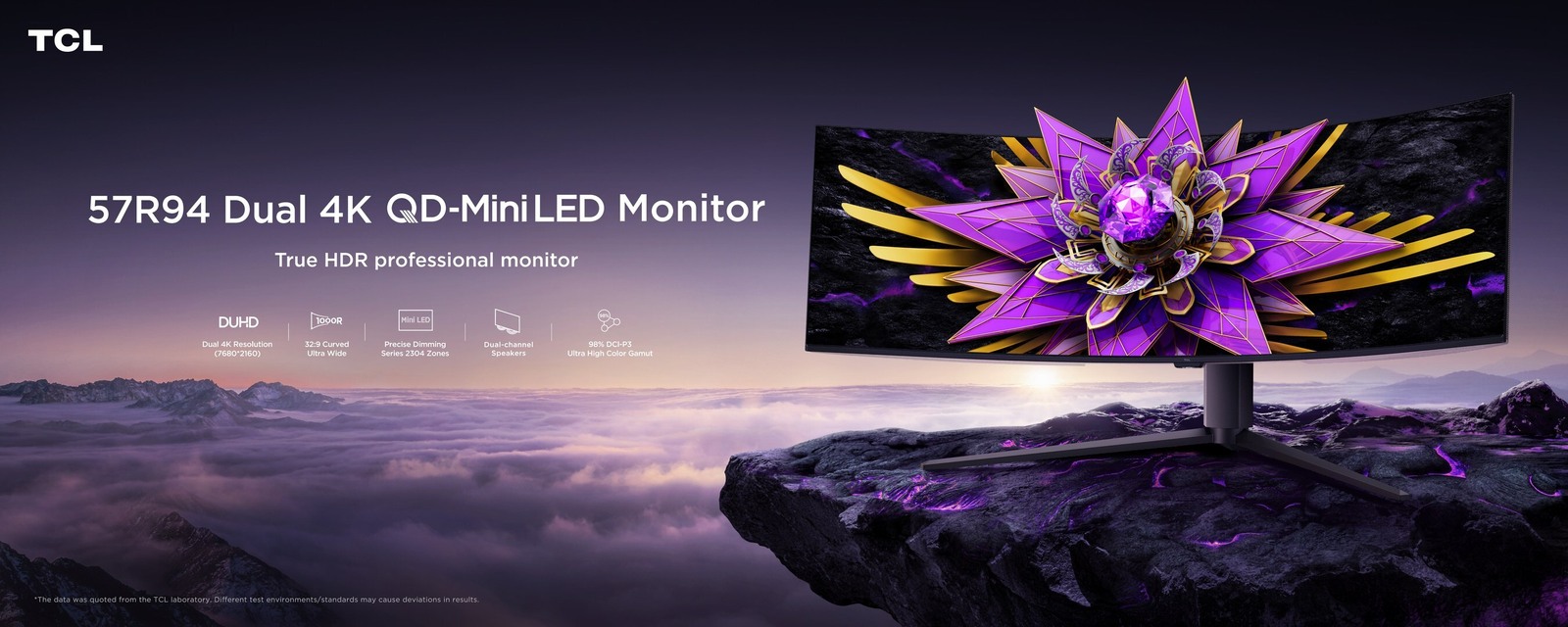 TCL 57R94 dual 4K QD-Mini LED ultrawide monitor
