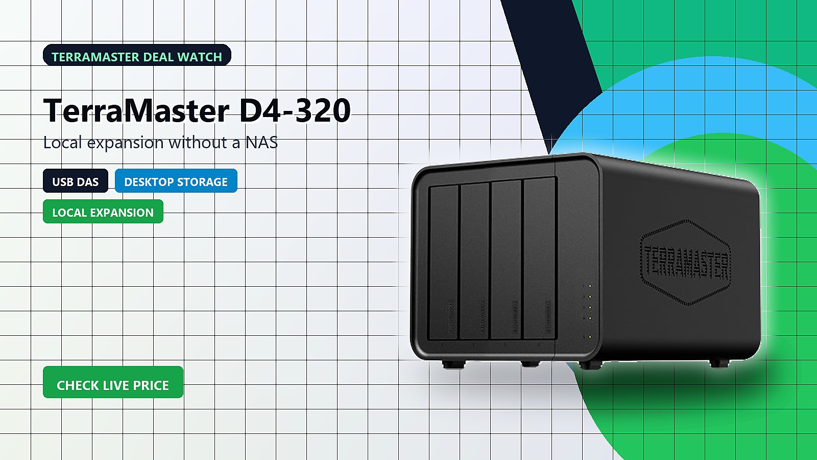 TerraMaster D4-320 USB DAS local expansion deal hero